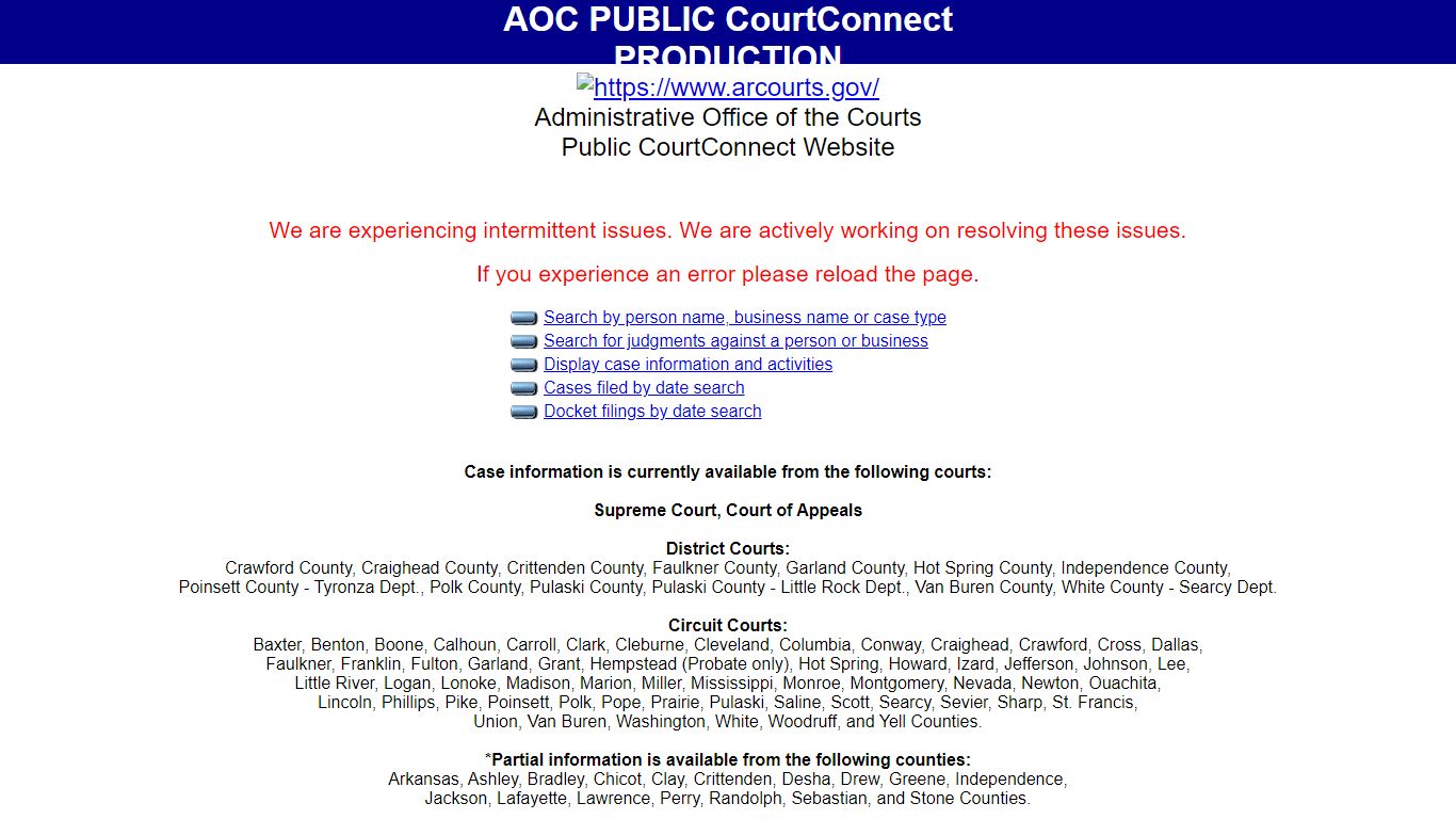 AOC CourtConnect - arcourts.gov